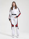 Women's Gsou Snow Retro Belted Stripe Flare One Piece Ski Jumpsuit Snowsuits