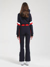 Women's Gsou Snow Retro Belted Stripe Flare One Piece Ski Jumpsuit Snowsuits