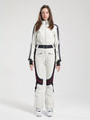 Women's Gsou Snow Retro Belted Stripe Flare One Piece Ski Jumpsuit Snowsuits