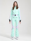 Women's Gsou Snow Retro Belted Stripe Flare Ski Jumpsuit