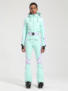 Women's Gsou Snow Retro Belted Stripe Flare Onesie Ski Suit