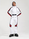 Women's Gsou Snow Retro Belted Stripe Flare One Piece Jumpsuit Snowsuits