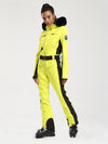 Women's Gsou Snow Classic Faux-Fur Trim Flare Dawn Onesie Ski Suit