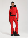 Women's Gsou Snow Classic Faux-Fur Trim Flare Dawn Onesie Ski Suit