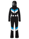 Women's Gsou Snow Retro Belted V Striped Flare Ski Jumpsuit