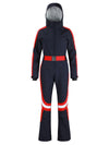 Women's Gsou Snow Retro Belted Stripe Flare Ski Jumpsuit