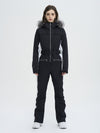 Women's High Experience Mountain Chic Faux-Fur Trim Flare Onesie Ski Jumpsuit