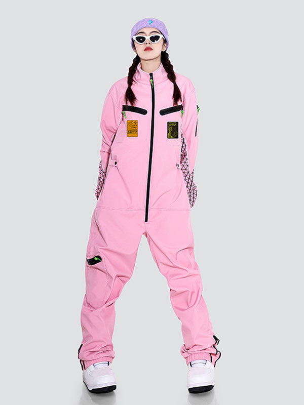 Women's PINGUP Future Sci-fi Hip Hop Soft Shell One Piece Snowsuit