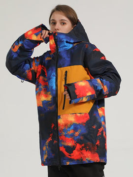 Women's Gsou Snow Powder Search Colorful 2 Way Zipper Snow Jacket