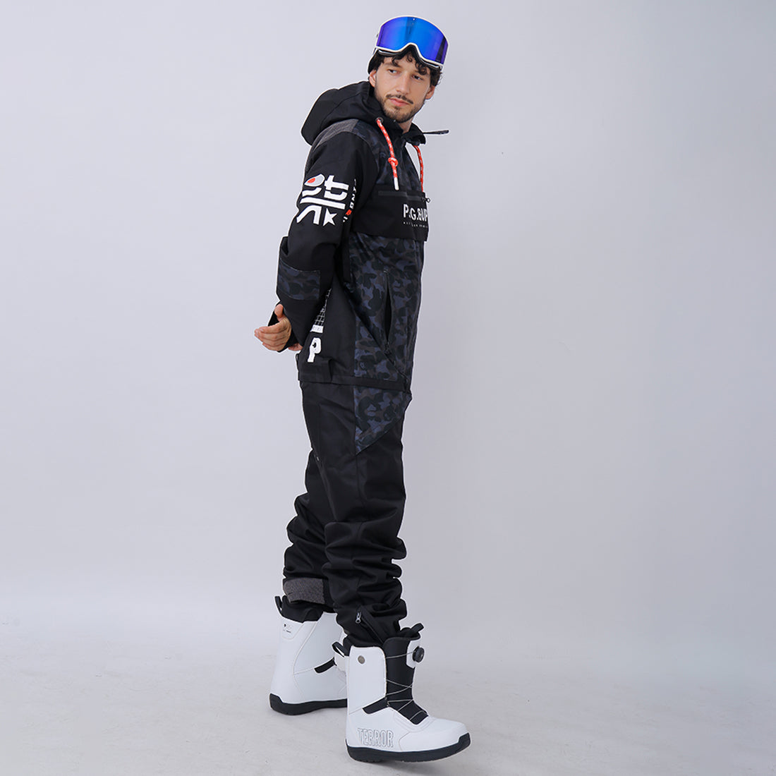 salomon conspiracy mens one piece ski suit Dawnski Men's P-40 Fighter & Shark Conjoined One Piece Snowboard Suits