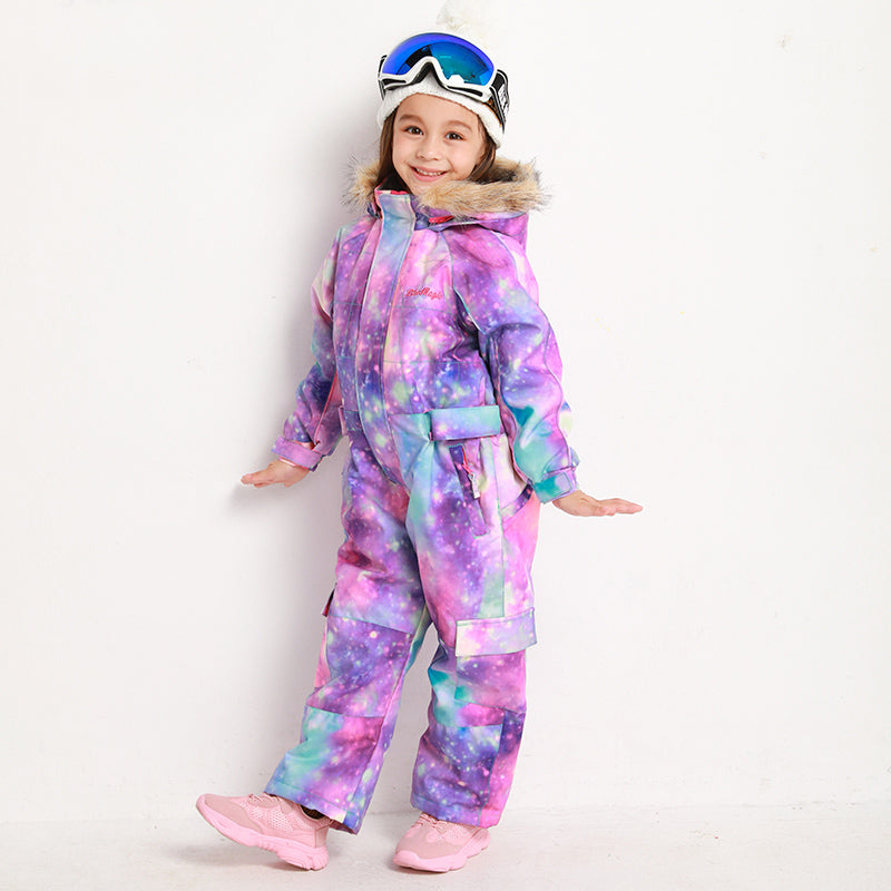Kid's Blue Magic Waterproof Colorful One Piece Coveralls Ski Suits Winter Jumpsuits