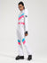 Women's Gsou Snow Retro Belted V Striped Flare One Piece Jumpsuit Snowsuit